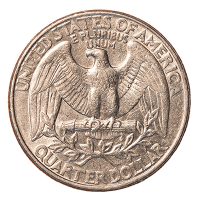 Reverse side of a coin.