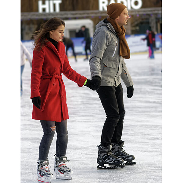 holding hands while ice-skating