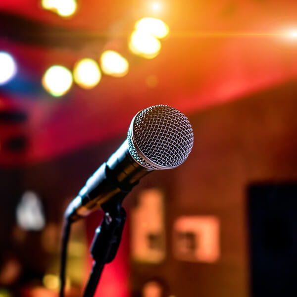close up of a microphone in a karaoke club