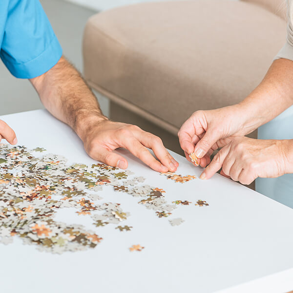 working on a puzzle together