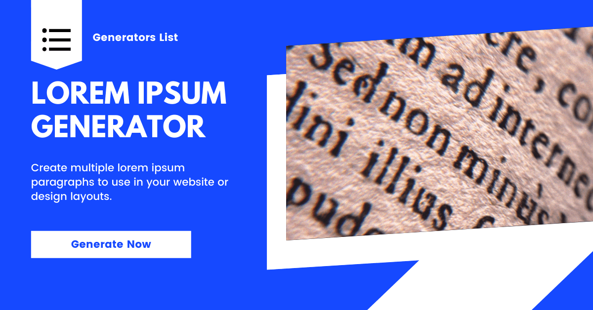 Lorem Ipsum Generator Generators List