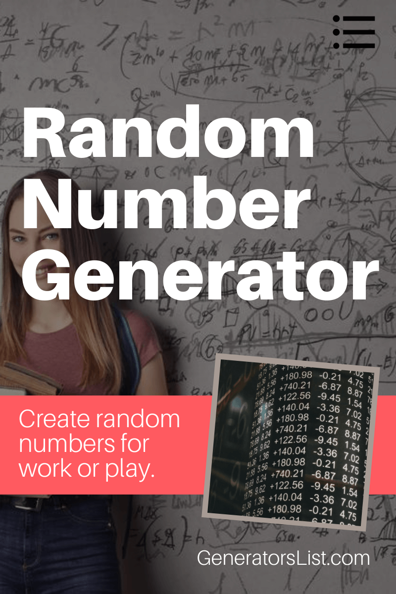 Random number generator generatorslist