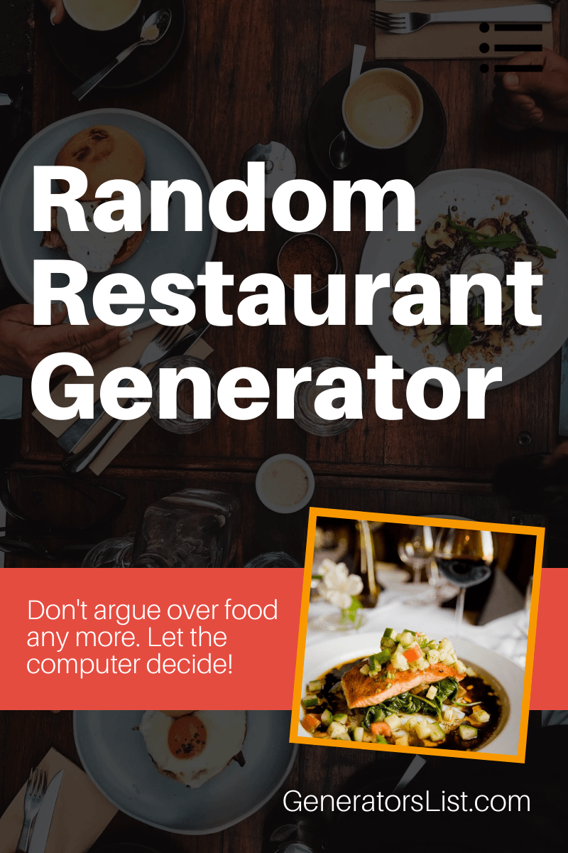 Random Restaurant Generator Generators List