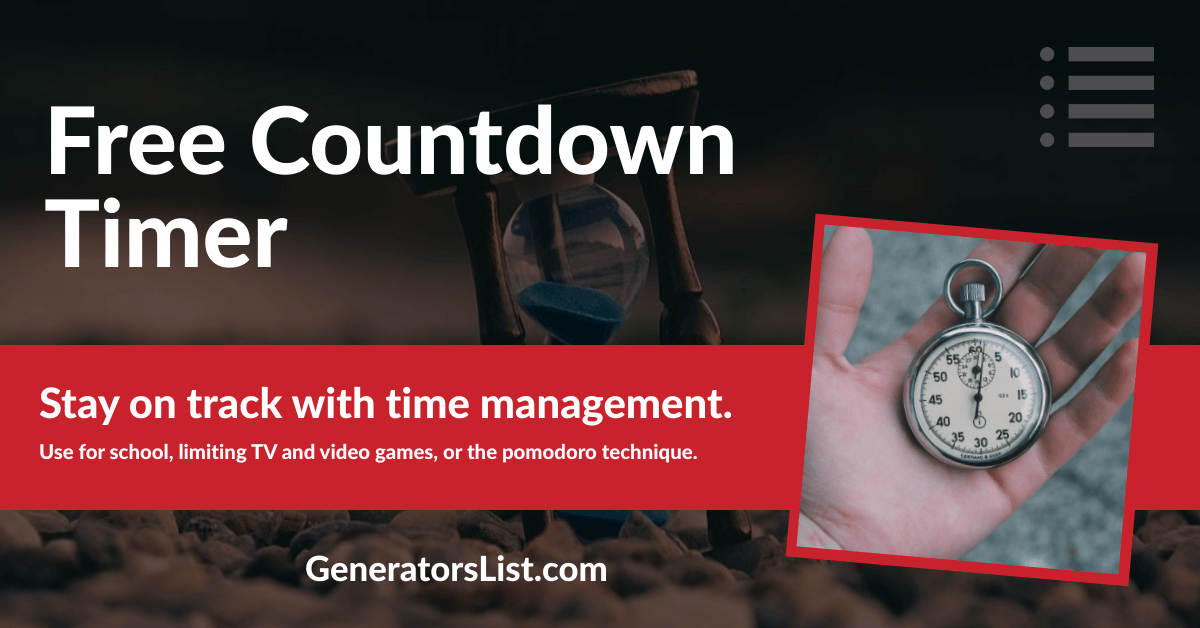 Countdown Timer Stopwatch Generators List