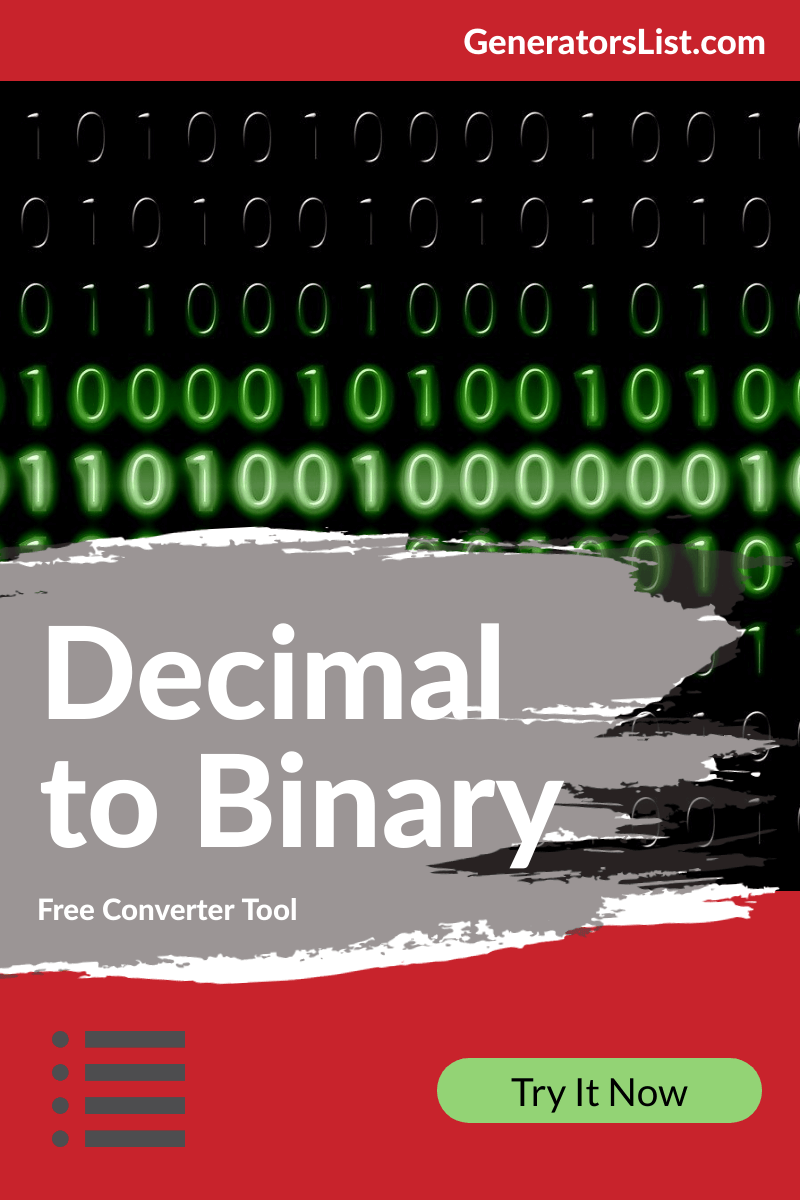 Decimal to Binary Converter Generators List