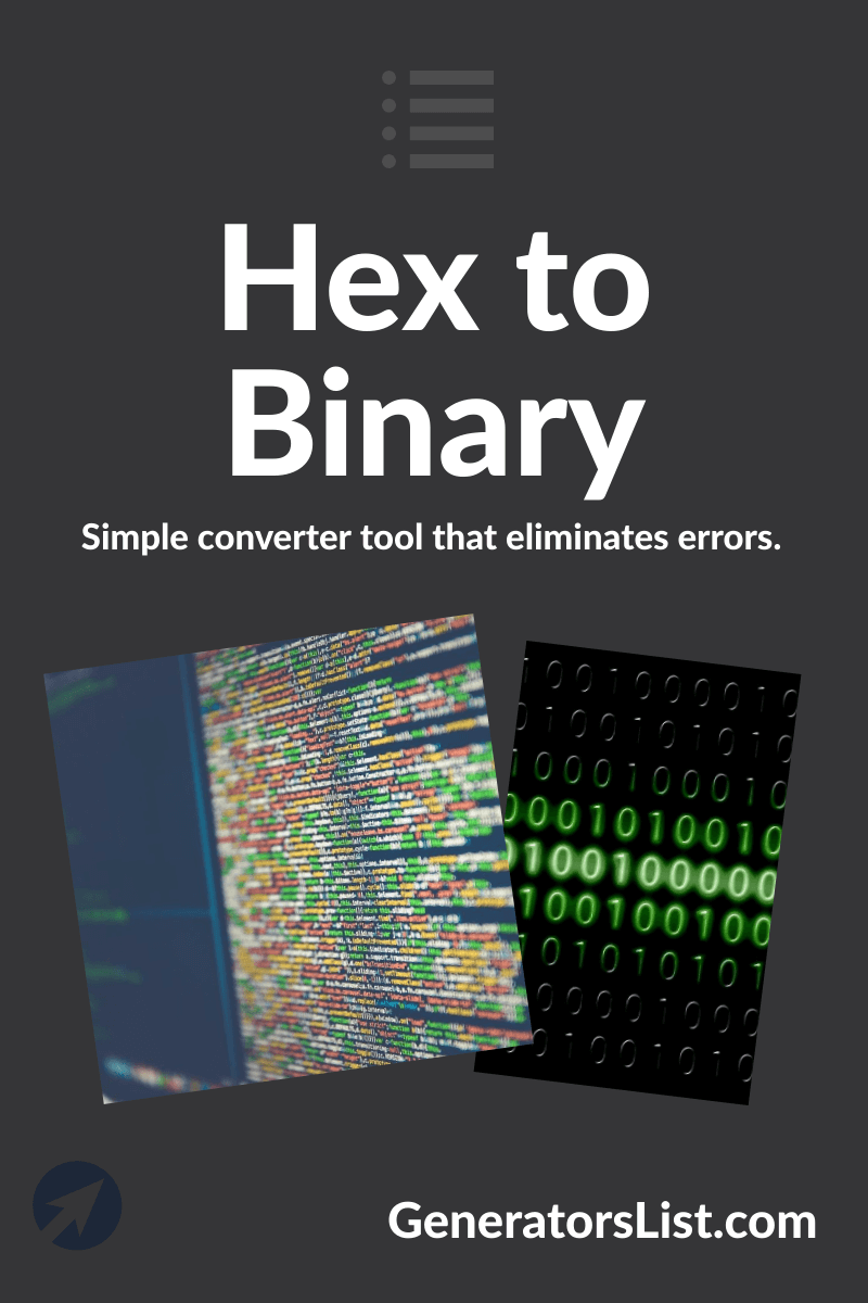 Hex to binary converter generators list